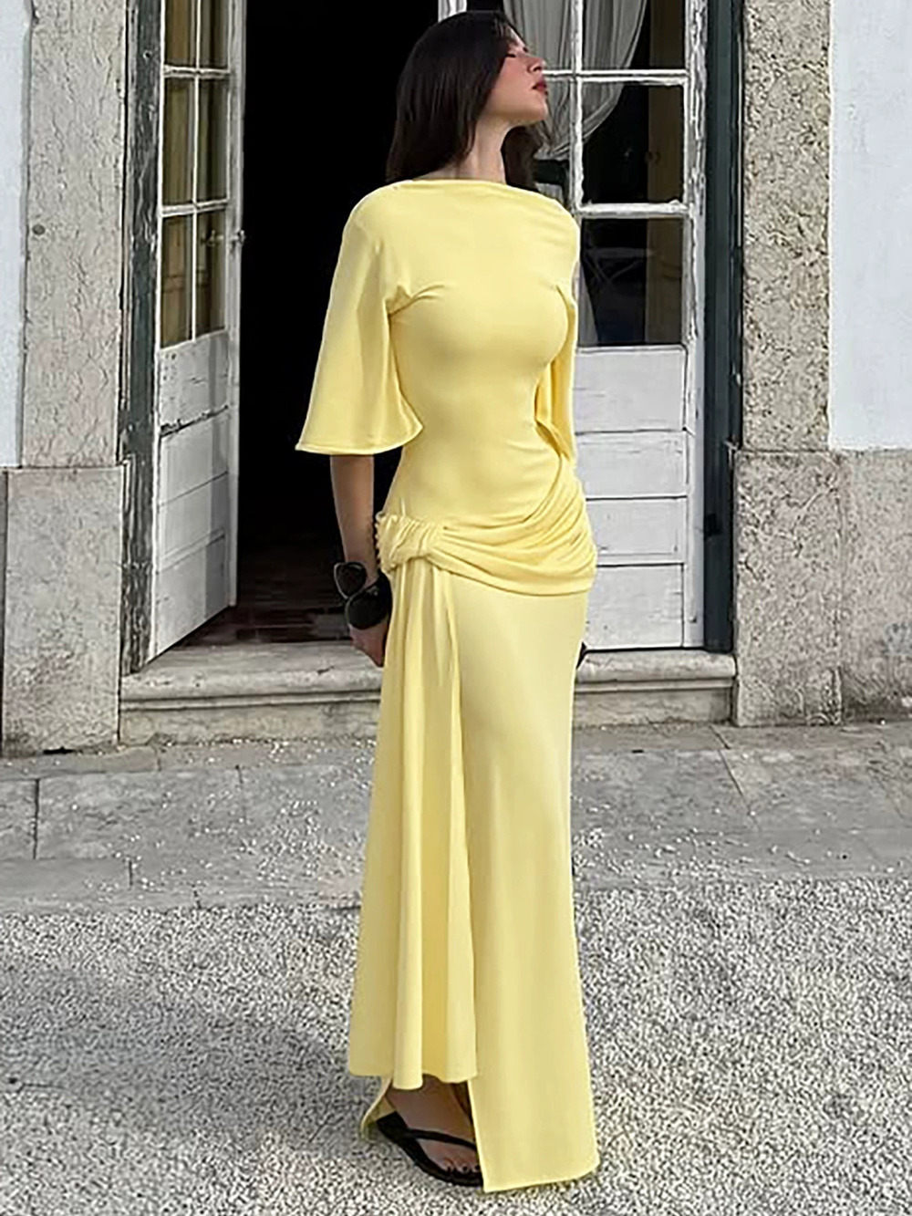 Zara Backless Layered Ruffle Ribbon Maxi Dress - Picture 4 of 6